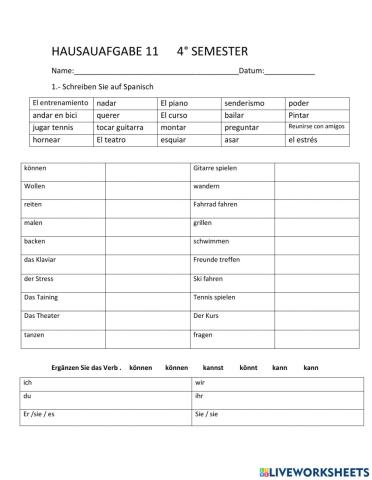 Hausaufgabe 11 4°klasse