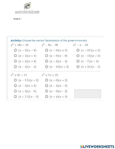 Factoring Trinomials