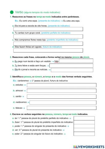 O verbo - tempos do modo indicativo