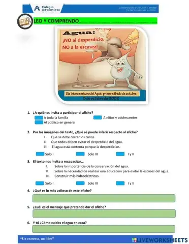 LEO Y COMPRENDO:el agua