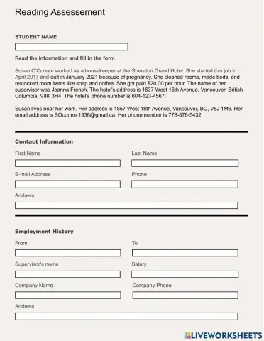 Employment History (L3 Assessment)