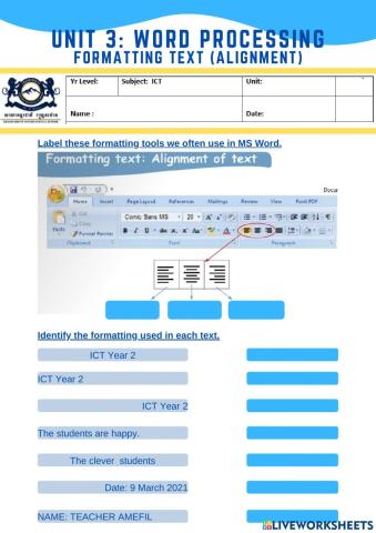 Formatting Text: Alignment