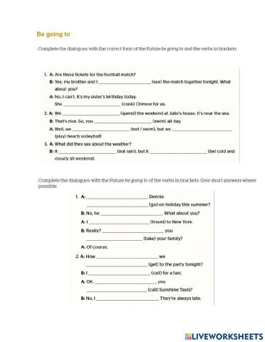 Be going to exercise