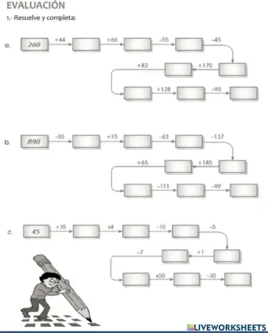 Ejercicios combinados de suma-resta-multiplicación