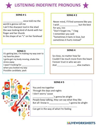 Indefinite pronouns listening