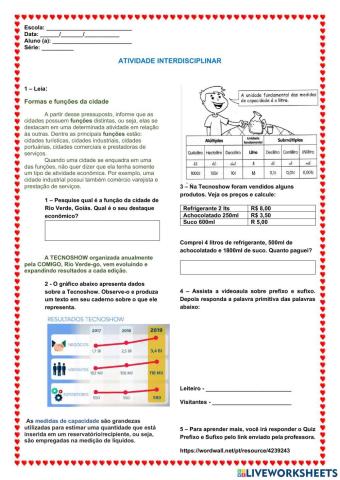 Atividade interdisciplinar Função e forma das cidades