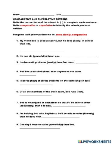 Comparative and superlative adverbs