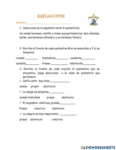 Sustantivos y clases