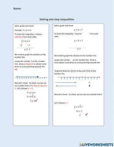 Solve one-step inequality involving subtraction
