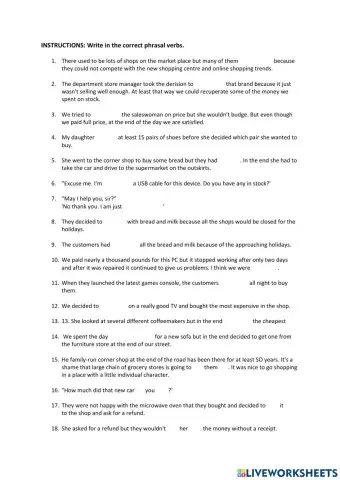 Unit 4 : Shopping Therapy