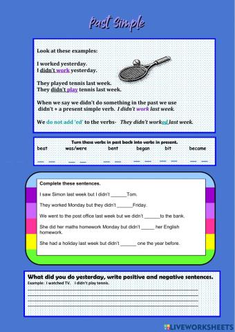 Simple past negative tense