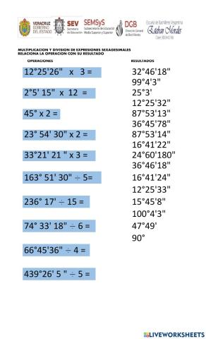 Multiplicación y división de expresiones sexagesimales
