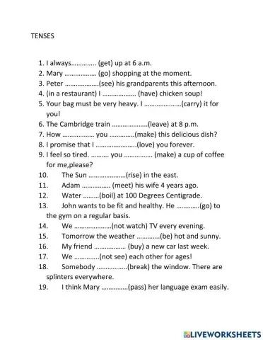 Mixed Tense Practice