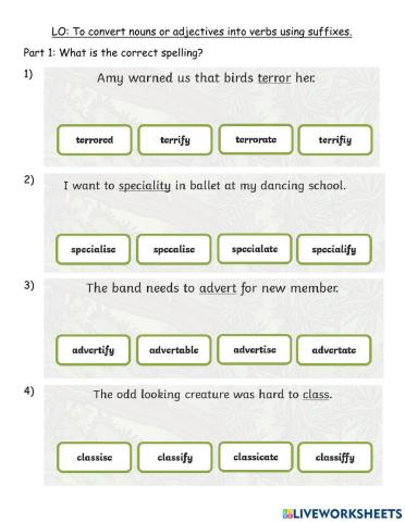 Suffixes -ate, -ify and -ise