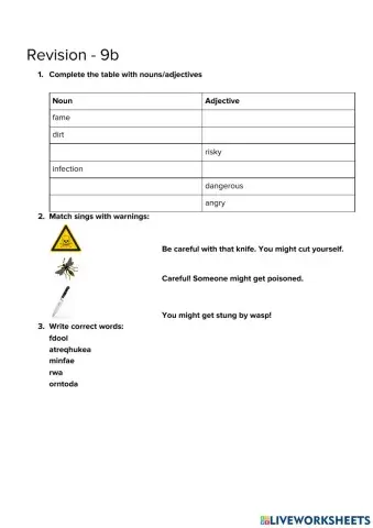 Nouns-adjectives, disasters