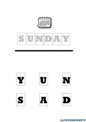 Days of the week: Sunday