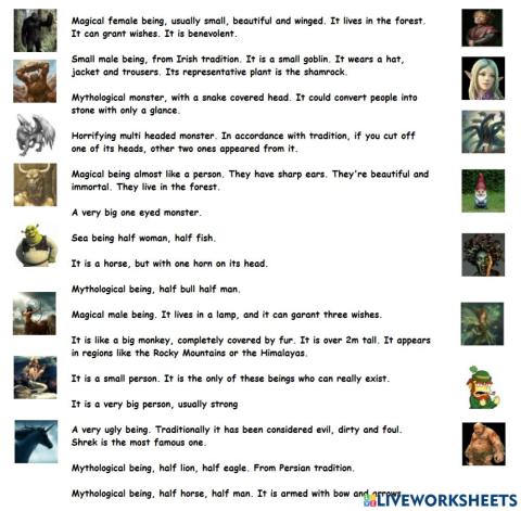 Mythological beings definitions