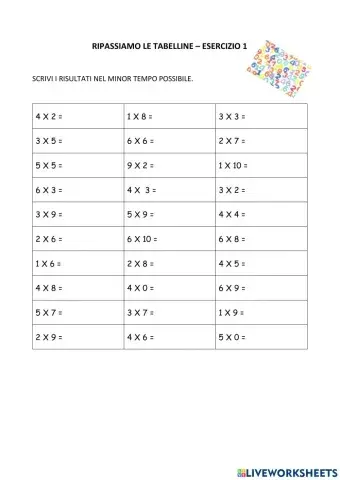 Tabelline entro il 6