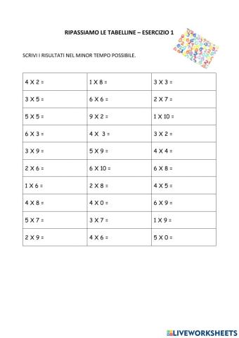 Tabelline entro il 6