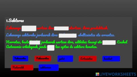 Lan sektoreak: 1. sektorea