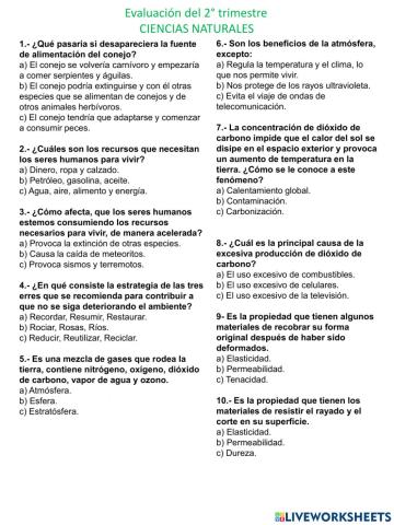 Evaluación de ciencias