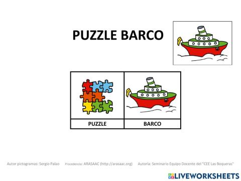 Material Teacch puzzle (2 piezas) los medios de transporte (barco)