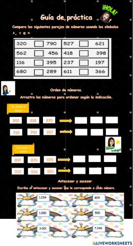 Guía practica orden, comparación, antecesor y sucesor