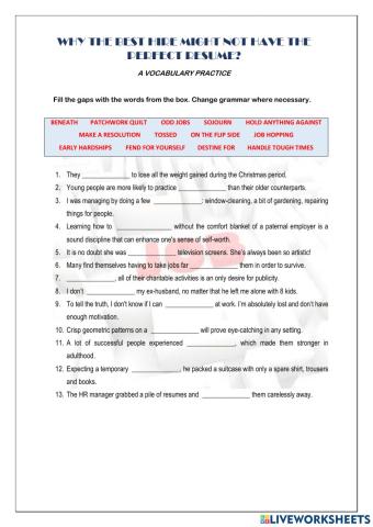 Jobs and work vocabulary