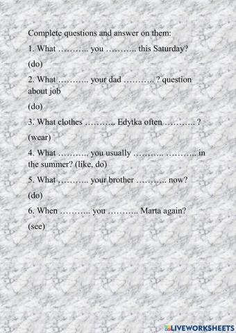 Complete questions and answer on them. use present simple or present conrinuous