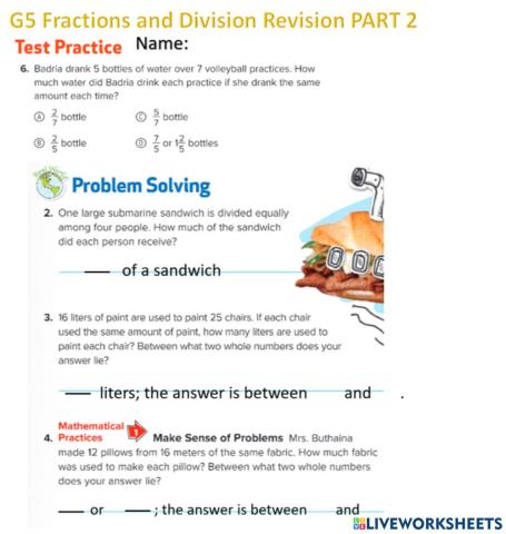 G5 Fractions and Division Revision PART 2