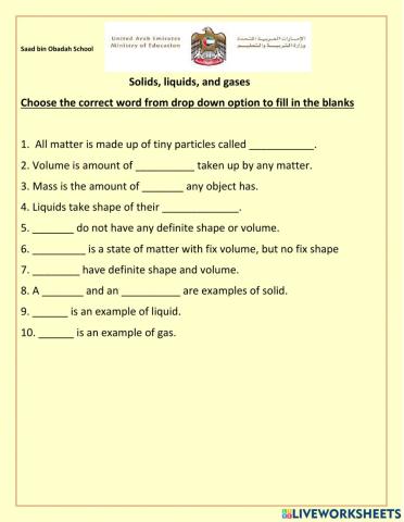 Solids, Liquids and gases