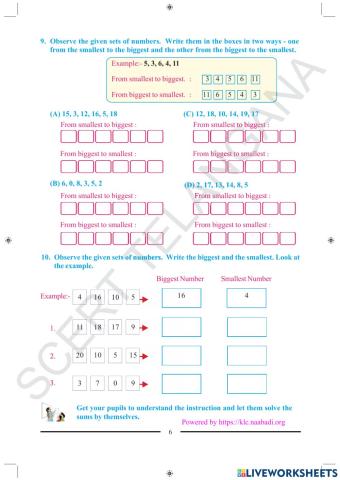 2nd-class-maths-Page-6-ascending-descending-smallest-biggest-number