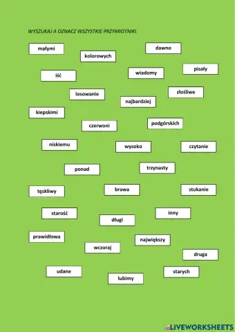 Przymiotnik - odszukaj