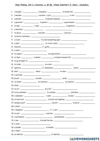 Keep Thinking, Jimmy Valentine, Vocabulary, Dina Shterengas