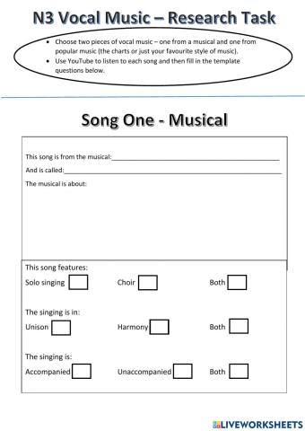 N3 Vocal Music - Research Task