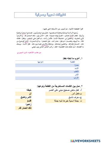 تطبيقات نحوية