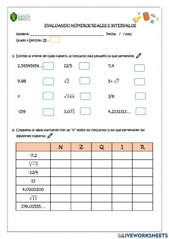 Evaluando números reales e intervalos
