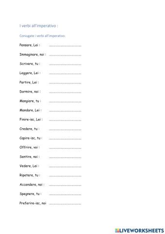 I verbi regolari all'imperativo
