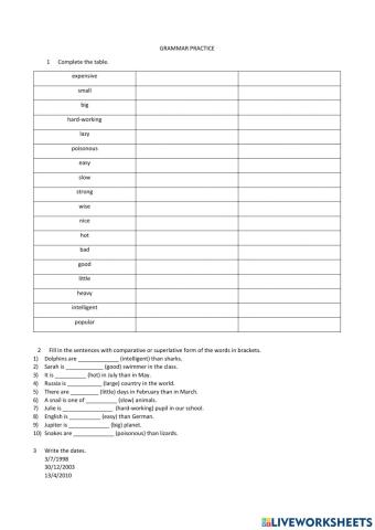 Comparison of adjectives