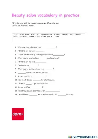 Beauty salon vocabulary in practice