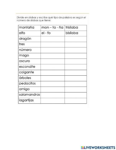 Separación silábica