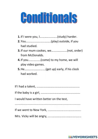 First, Second and Third Conditional