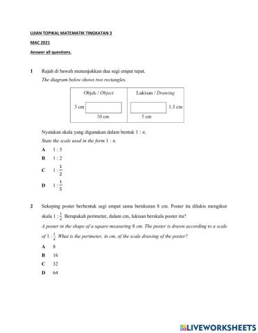 Ujian Topikal Matematik Tingkatan 3