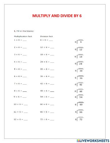 Multiply & Divide by 6