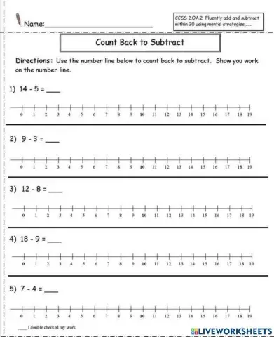 Subtraction using number line