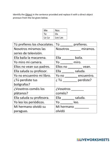 Direct Object Pronouns