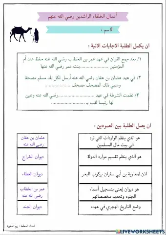 اعمال الخلفاء الراشدين رضي الله عنهم