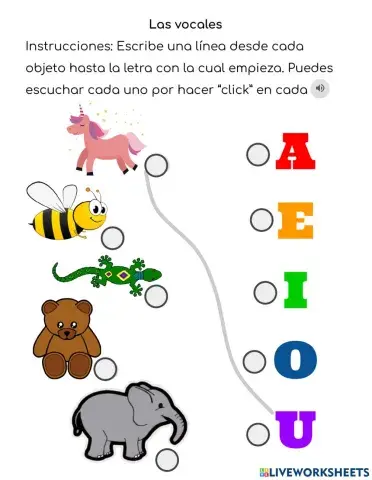 Spanish Vowel Matching Game
