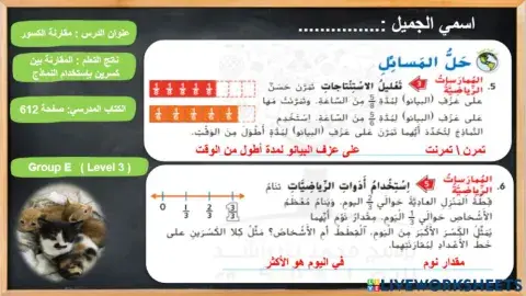 Comparing Fractions ( level 3 ) group E