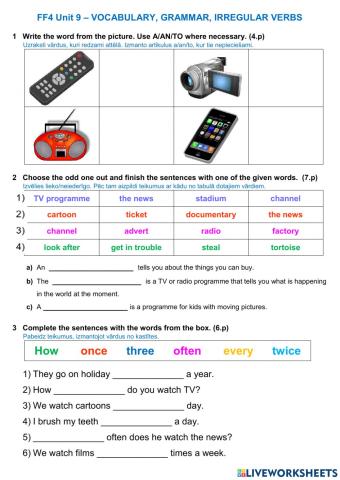 FF4 UNIT 9 - vocabulary, grammar, irregular verbs